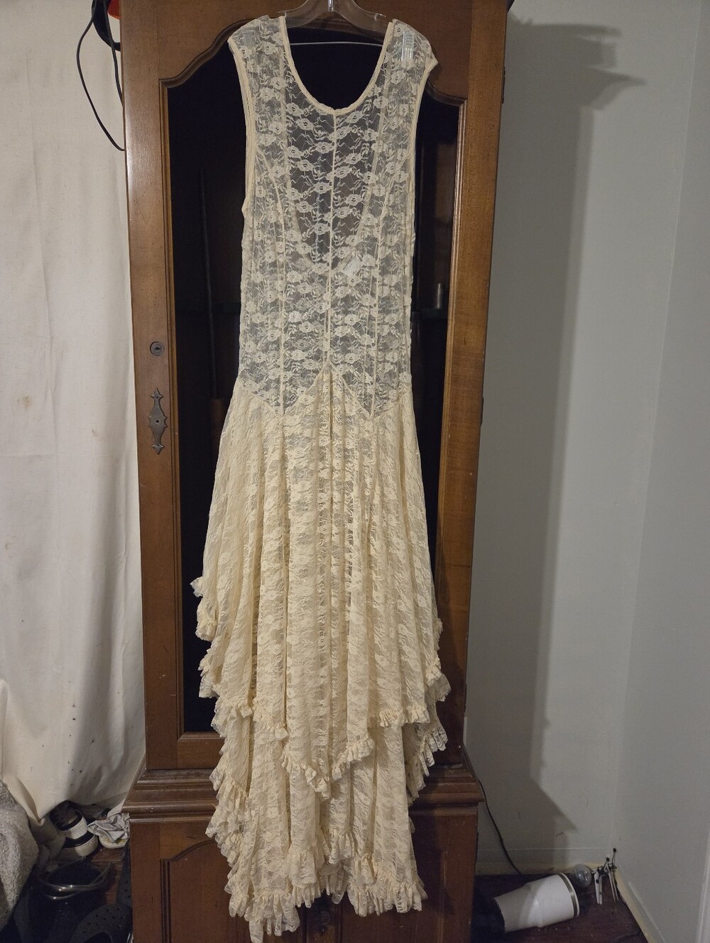 Free People Ivory Lace High-Low Maxi Dress
